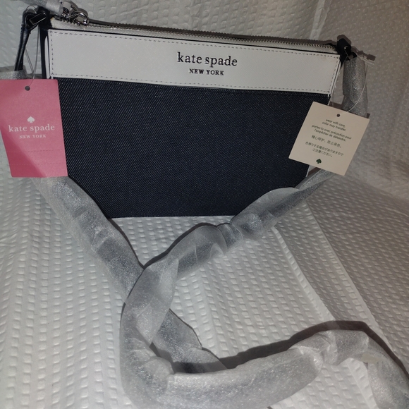 Kate Spade Two-Tone Navy Blue and White Cameron Denim Colorblock  Crossbody Bag - Picture 1 of 5